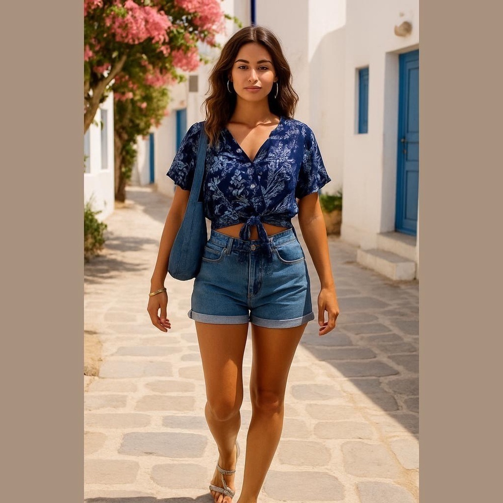 Patrons of Peace Navy Blue Crop Top Sz L